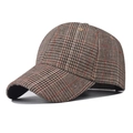 Berretto da baseball classico con ricamo Glen Check, motivo vintage e tesa curva - Quadri Arancione / Regolabile