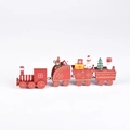 Trenino di Natale in legno rosso con quattro vagoni festivi con pupazzi di neve e orsi - Trenino rosso