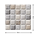 3D mosaic stone pattern self-adhesive wallpaper in grey and brown 30x30cm - 547-5x5 Grey Brown Mosaic