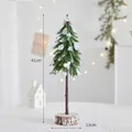 Mini sapin de Noël enneigé avec base en bois naturel, hauteur 41 cm décor de maison - Grand arbre enneigé