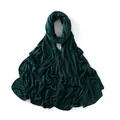 Detail of dark green cotton jersey scarf showing fabric texture and overlocked edge - Dark Green (#44)
