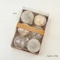 Set of 6 DIY 8cm transparent Christmas balls with glitter and striped details - 6 Pcs Set / Champagne Gold