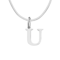 Collar con colgante letra U de plata pulida con elegante cadena de serpiente - Letra U