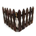 Miniature vintage brown wood fence with artificial snow detail for Christmas decor - Log Color 120*25cm (Set of 4)