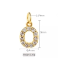 14K gold plated letter O pendant with sparkling zircon inlays for DIY jewelry - Letter O
