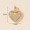 Golden heart pendant with clear crystals and 2.2cm x 1.8cm size measurements - 0228-26/Gold Geometric Pave