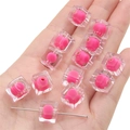 Rosafarbene quadratische Acrylperlen mit transparenter Hülle für DIY-Schmuckherstellung - 10 Stück/Packung / Transparentes Rosarot