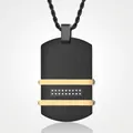 Herenketting van geborsteld zwart roestvrij staal met roségouden staven en kristallen accenten - Zwart/Goud (Alleen Hanger)