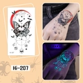 Luminous blue spider butterfly Halloween tattoo sticker model Hi-207 with glow effect - Hi-207 Skull Butterfly
