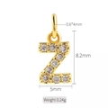 Gold plated letter Z pendant with cubic zirconia stones for DIY jewelry making - Letter Z