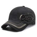 Casquette baseball délavée anthracite avec broderie latérale et détails sur la visière - Noir