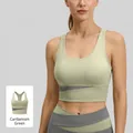 Soutien-gorge de sport à maintien élevé, dos nageur, vert cardamome et gris - S / Hauts / Vert Cardamome