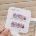 Handmade purple cat eye press-on nails with shimmering mermaid shell texture and square shape - XS / Purple Mermaid Cat Eye Style (FM008)