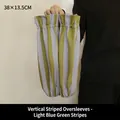 Waterproof blue and green striped kitchen oversleeves with elastic cuffs 38x13.5cm - Oversleeves (Extended & Widened) / Light Blue & Green Stripes