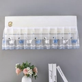 Lace air conditioner cover featuring elegant blue swan embroidery and golden crowns - Swan/Pleated