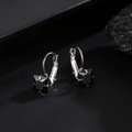 Elegant square black zircon earrings with silver plated leverback clasp design - Black (Square)