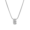 E-letter pendant necklace with white zircons on silver snake chain for women - Silver E / Silver