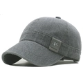 Berretto da baseball grigio scuro in tela lavata con toppa F in vista a 45 gradi - Regolabile / Grigio