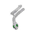 Vintage silver snake earrings with sparkling cubic zirconia and emerald green eyes - Silver Full Diamond Snake Left Hand (1310)