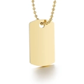 Pendaglio rettangolare a piastrina dorata lucida con catena a sfere in acciaio - Pendaglio Targhetta Lucido / Oro (KN198429-KLX)