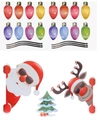 Magnetic Christmas bulb stickers with Santa, reindeer and tree for car garage decoration - RFM005 + 16 Bulbs + 6 Wires