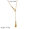 18K gold plated stainless steel snake chain necklace with knot and teardrop pendant - Knot Water Drop Style (TN3669)