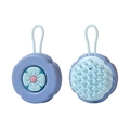 Spazzola per capelli in silicone blu a forma di fiore con punte massaggianti e asola per appenderla - Fiore Blu / Busta OPP