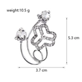 Zilveren bloemspeld met kristallen strass, elegante 5,3 cm florale broche voor damespakken - Zilver Stijl (C674-B)