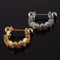 U-shaped stainless steel cartilage earrings with zircon inlay in gold and silver - NO 20
