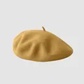 Classic camel wool beret hat for women featuring a retro artistic style and soft texture - M (56-58cm) / Camel