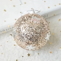 Sparkling gold Christmas ball ornament with white snowflakes for tree decoration - Snowflake Champagne Foam Ball 8CM