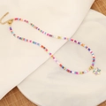 Bohemian colorful beaded necklace with evil eye star pendant and 316L extension chain - Multi-color Star Evil Eye Style