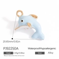 Cute sky blue dolphin alloy pendant with gold edges for jewelry making, 20.65mm size - Blue Dolphin Style (PJ92250A)