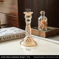 Portacandele in vetro ambrato con design a spirale vintage, altezza 16,2cm decorativo - Grande Spirale Rotonda - Ambra