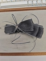 Elegant black ribbon bow hair clip with silver glitter and champagne zircon center - Banana Clip / Black