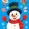 Christmas static window stickers featuring festive snowman, polar bear, and penguin cartoons - W-02 (Approx 30*20cm)