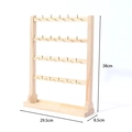 Wooden jewelry display stand with 4 tiers and gold metal hooks for earrings and rings - 4 Layers 24 Hooks