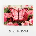 3D butterfly pop-up card featuring pink oil painting flowers and Good Luck text - Flower Series - Red Butterfly