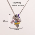 Detail of silver enamel pendant with colorful zircons, dimensions 25x18mm, weight 5g - Style 2 Platinum