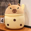 Brown capybara plush toy in a yellow bubble tea cup variant with soft fabric - Yellow / 30cm