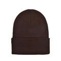 Classic dark brown cuffed knit beanie hat with premium elastic ribbed texture for winter - Kids / Dark Khaki