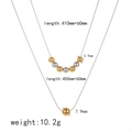 Ensemble de colliers double rang en acier inoxydable doré et argenté avec dimensions - Collier de perles double couche or et argent (TN3474)