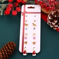 Detail of 8-pair Christmas earring set with festive motifs on green background - 05 Small Christmas Hat Set
