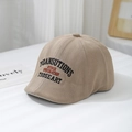 Detail of khaki newsboy cap featuring vintage letter embroidery and twill texture - 50cm (1-2 Years) / Khaki