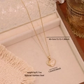Collana in acciaio inossidabile dorato con ciondolo a cuore e paesaggio di luna e stelle - Stile Cuore Luna Stella(4#)