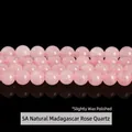 5A Grade Madagascar Rose Quartz beads semi-transparent pink natural crystal for DIY jewelry - 5a Natural Madagascar Rose Quartz (slightly Waxed) / 6mm approx 60pcs