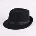 Chapeau Fedora classique en feutre de laine noir pour hommes et femmes avec ruban - Laine Premium Noir
