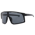 Zwarte aerodynamische sportfietsbril met grijze oversized wrap-around lenzen - Matzwart/Grijze Lens