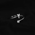 Minimalist silver open ring featuring a sparkling zircon-encrusted letter Y design - Letter Y