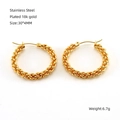 Geflochtene Creolen aus 18k vergoldetem Edelstahl mit Seilmuster (30x4mm) - Zx1280